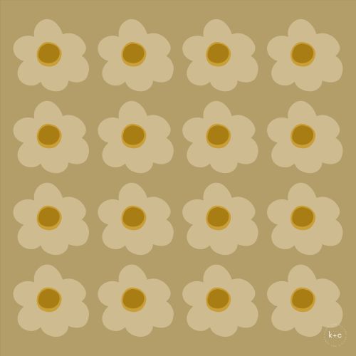 Seconds Item - Cotton Bandana Scarf 50cm Square, Giant Daisy Chartreuse By Kunst & Colore - Print Defect