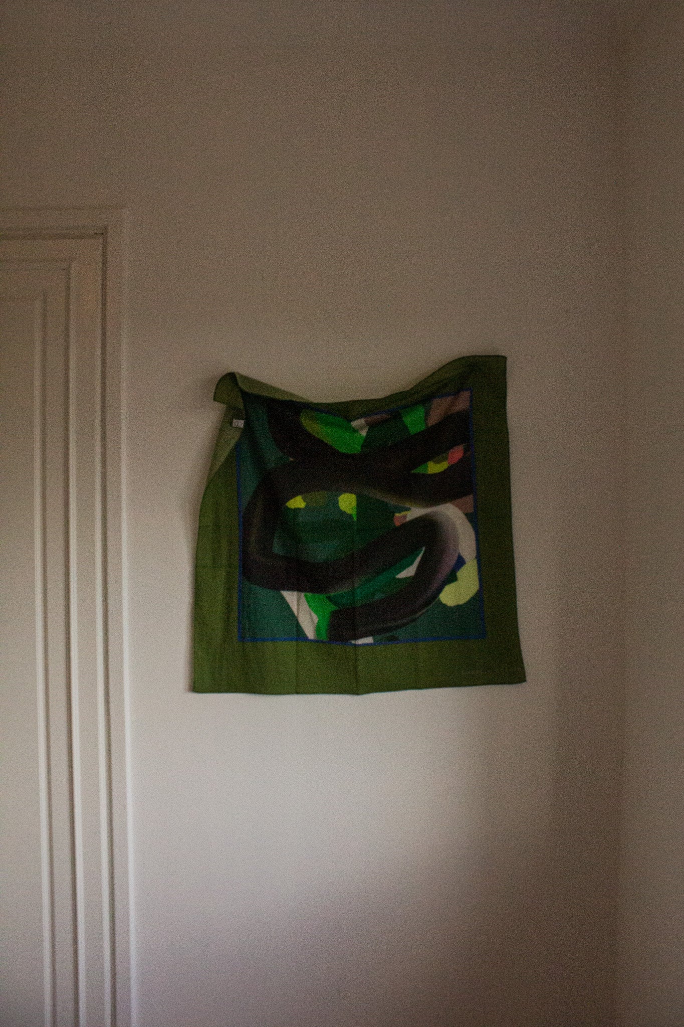 Cotton Bandana Scarf 70cm Square, Spontaneous Sketch In Split Pea By Kunst & Colore