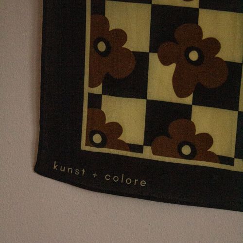 Cotton Bandana Scarf 50cm Square, Flower Power Chess By Kunst & Colore