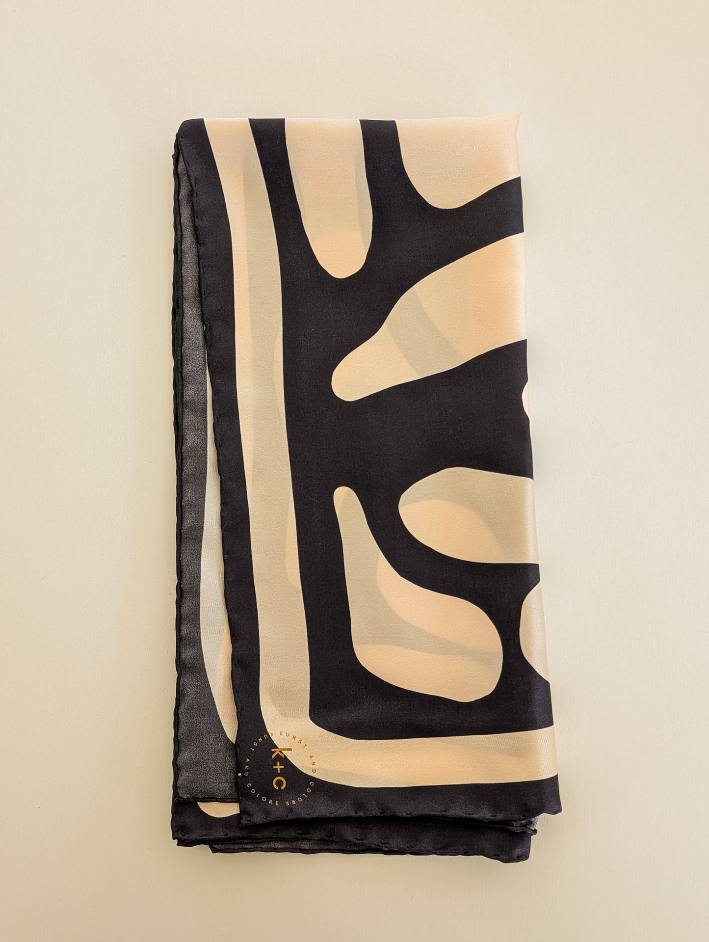 Crazy Pave In Ecru & Raven by Kunst & Colore, 90cm Silk Scarf