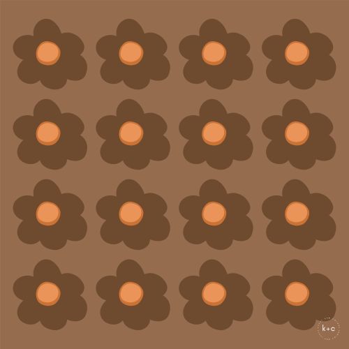 Cotton Bandana Scarf 50cm Square, Giant Daisy Brown Sugar By Kunst & Colore