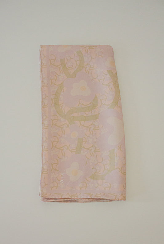 Wisteria in Calamine by Kunst & Colore, 70cm Silk Scarf