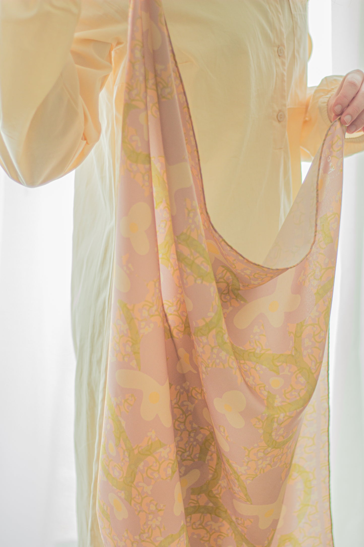 Wisteria in Peach by Kunst & Colore, 70cm Silk Scarf