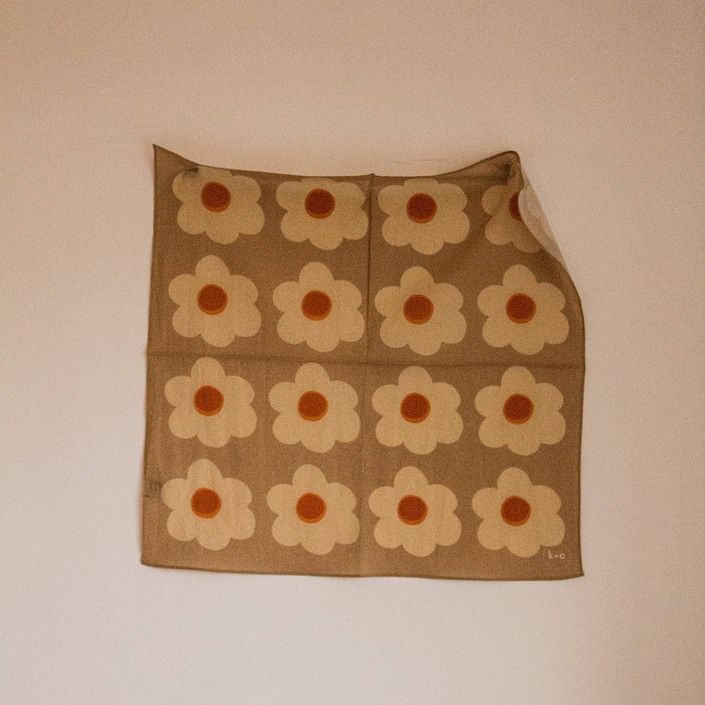 Cotton Bandana Scarf 50cm Square, Giant Daisy Blush By Kunst & Colore
