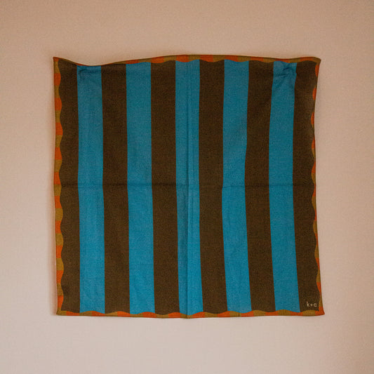 Cotton Bandana Scarf 50cm Square, Tessa Azure By Kunst & Colore