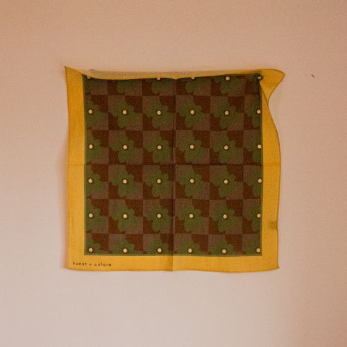 Cotton Bandana Scarf 50cm Square, Flower Power Clotted Cream By Kunst & Colore