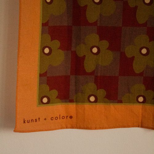 Cotton Bandana Scarf 50cm Square, Flower Power Raspberry By Kunst & Colore