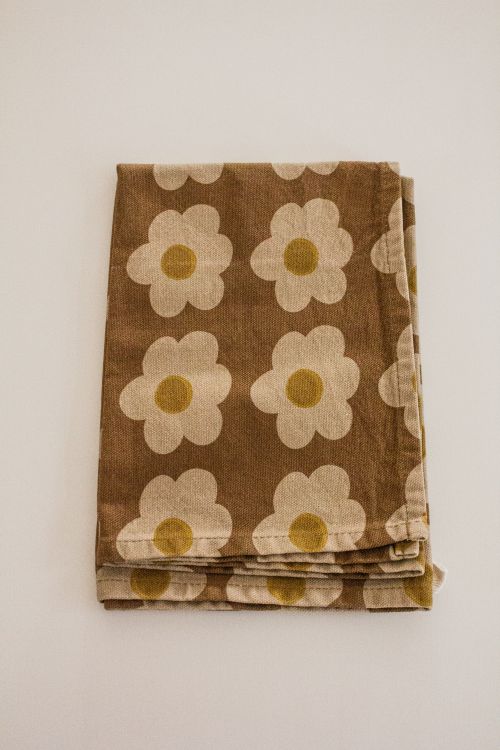 Daisy Brown Organic Cotton Tea Towel 65x45cm - Pre Order