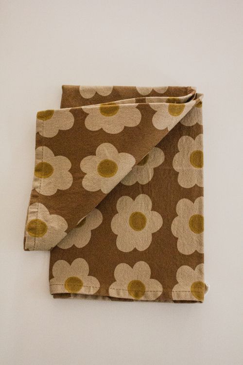 Daisy Brown Organic Cotton Tea Towel 65x45cm - Pre Order