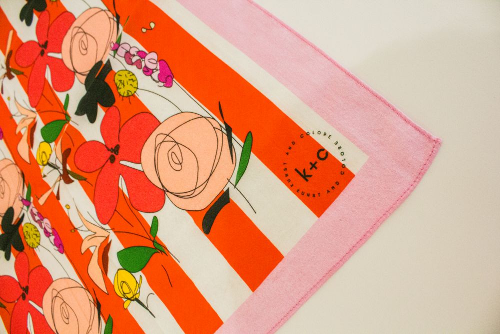 Cotton Bandana Scarf 50cm Square, Hothouse Flowers By Kunst & Colore