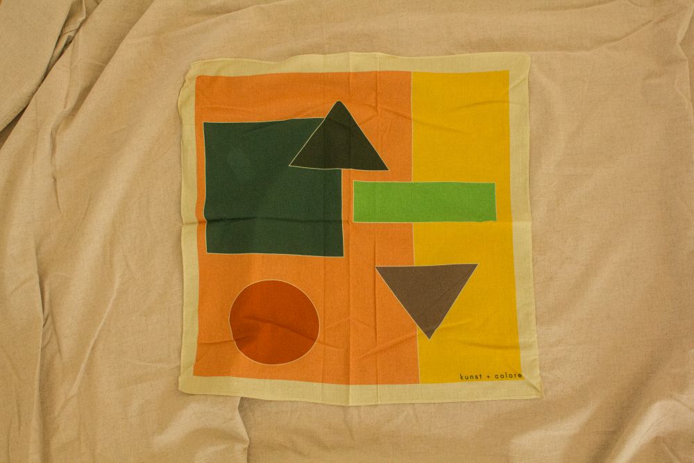 Cotton Bandana Scarf 50cm Square, Gymnasium in Sherbet By Kunst & Colore