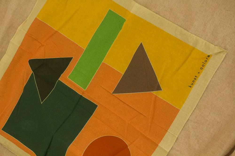 Cotton Bandana Scarf 50cm Square, Gymnasium in Sherbet By Kunst & Colore