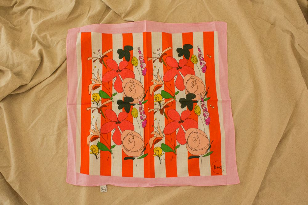 Cotton Bandana Scarf 50cm Square, Hothouse Flowers By Kunst & Colore