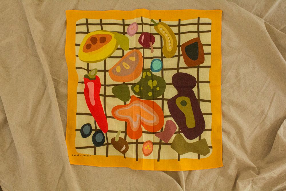 Cotton Bandana Scarf 50cm Square, Side Salad By Kunst & Colore