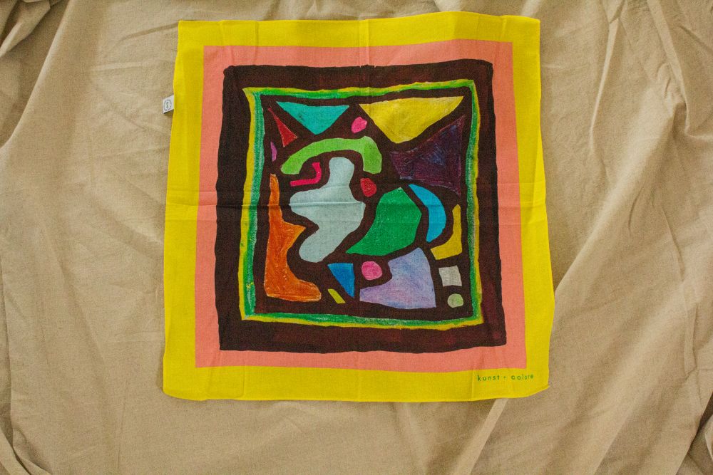 Cotton Bandana Scarf 50cm Square, Scribble Maroon By Kunst & Colore