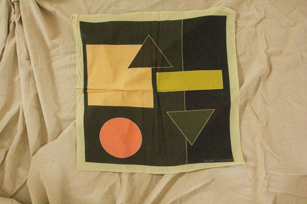 Cotton Bandana Scarf 50cm Square, Gymnasium in Nougat By Kunst & Colore