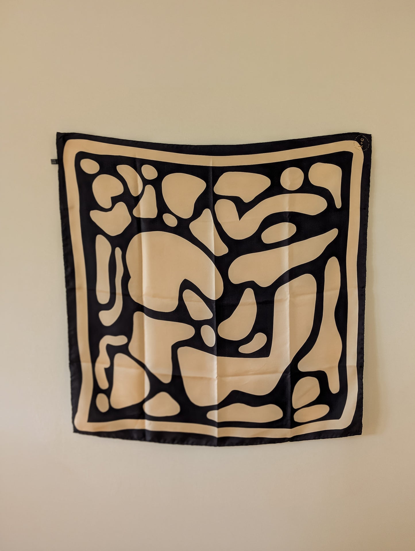 Crazy Pave In Ecru & Raven by Kunst & Colore, 90cm Silk Scarf