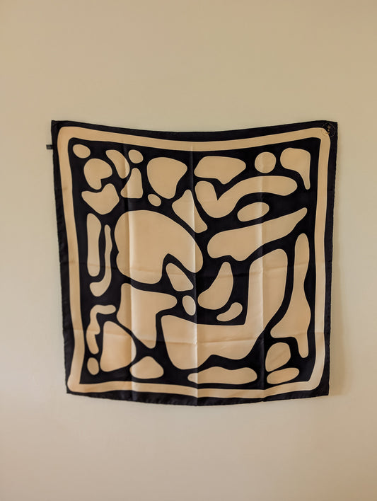 Crazy Pave In Ecru & Raven by Kunst & Colore, 70 cm Silk Scarf