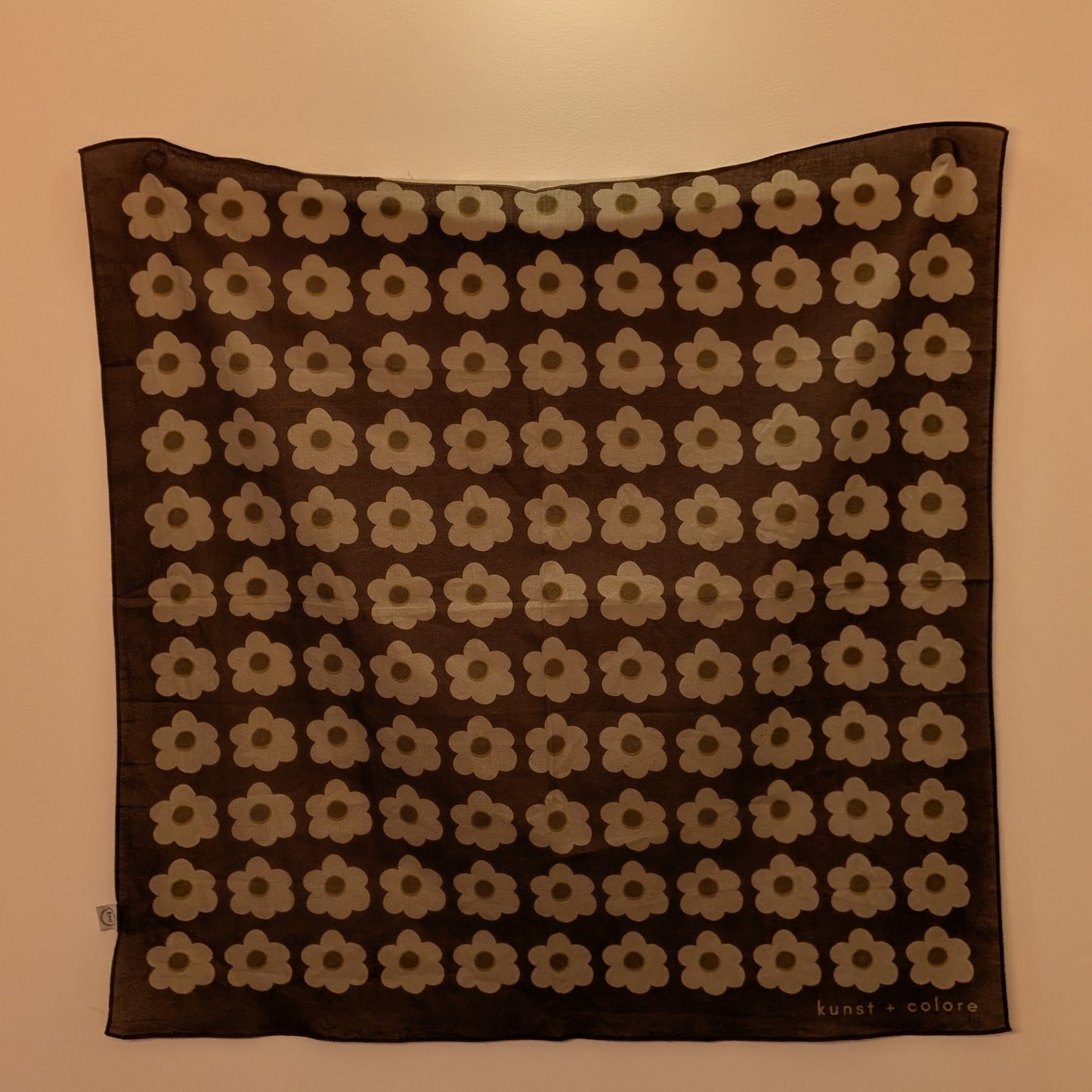 Cotton Bandana Scarf 70cm Square, In Daisy Brown By Kunst & Colore