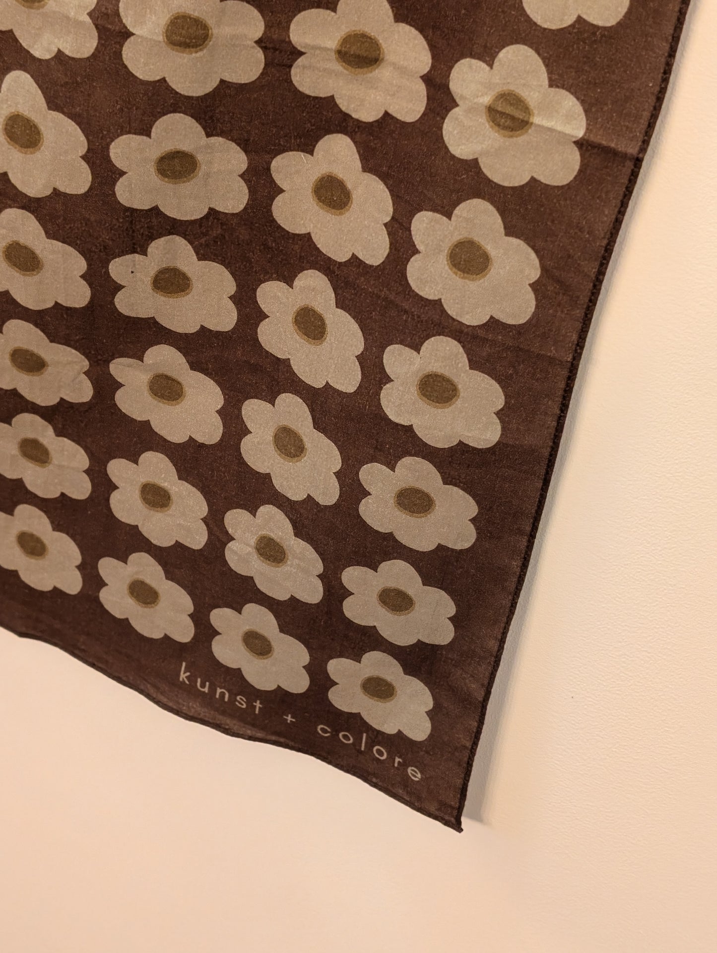 Cotton Bandana Scarf 70cm Square, In Daisy Brown By Kunst & Colore