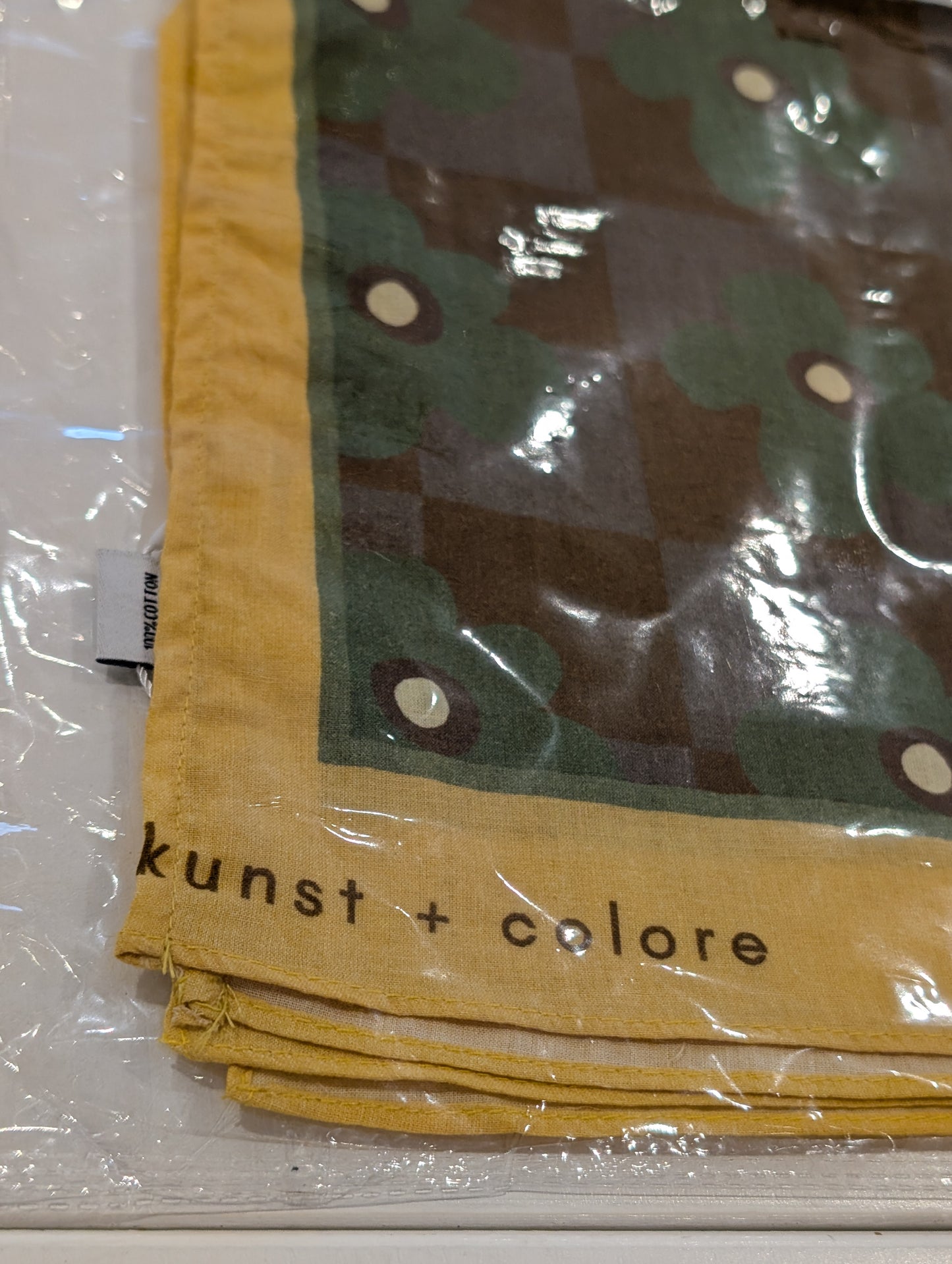 Print Defect - Cotton Bandana Scarf 50cm Square, Flower Power Clotted Cream By Kunst & Colore (Copy)