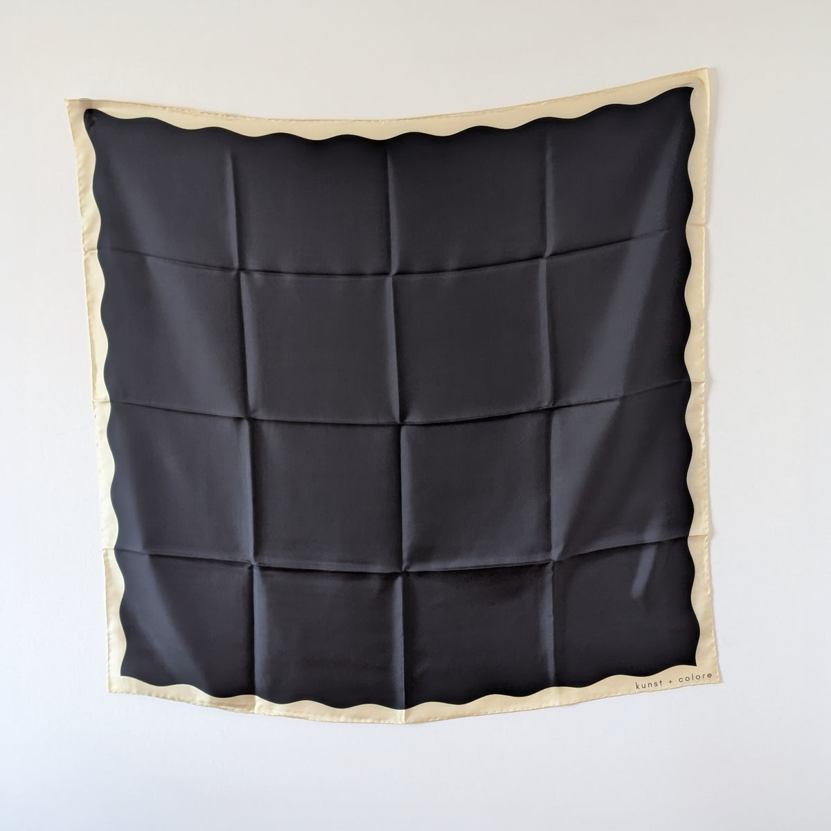 Ripple in Black & Cream by Kunst & Colore, 90cm Silk Scarf