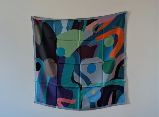 Colour Run in Sky by Kunst & Colore, 90cm Silk Scarf