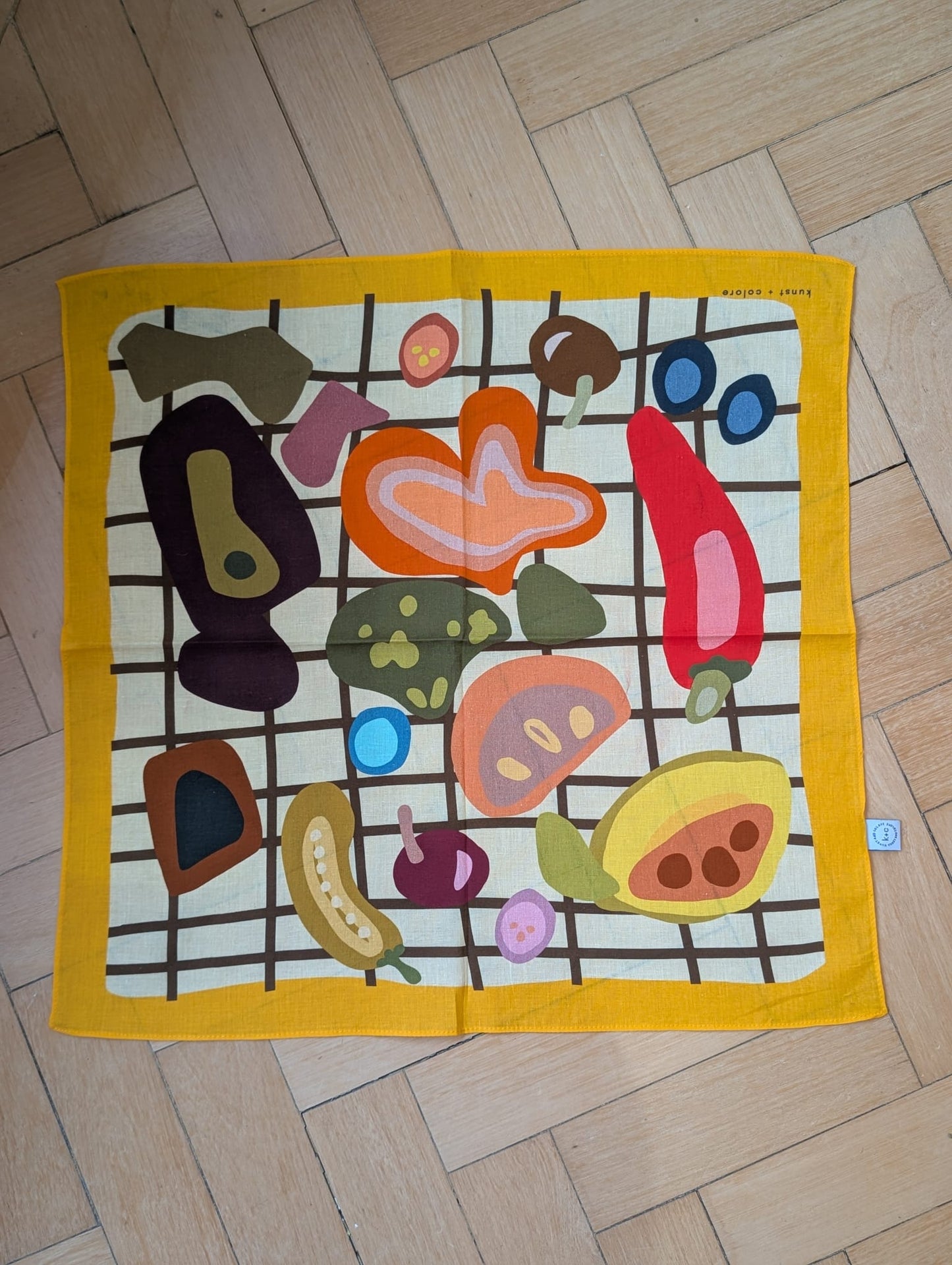 Imperfect Cotton Bandana Scarf 50cm Square, Side Salad By Kunst & Colore
