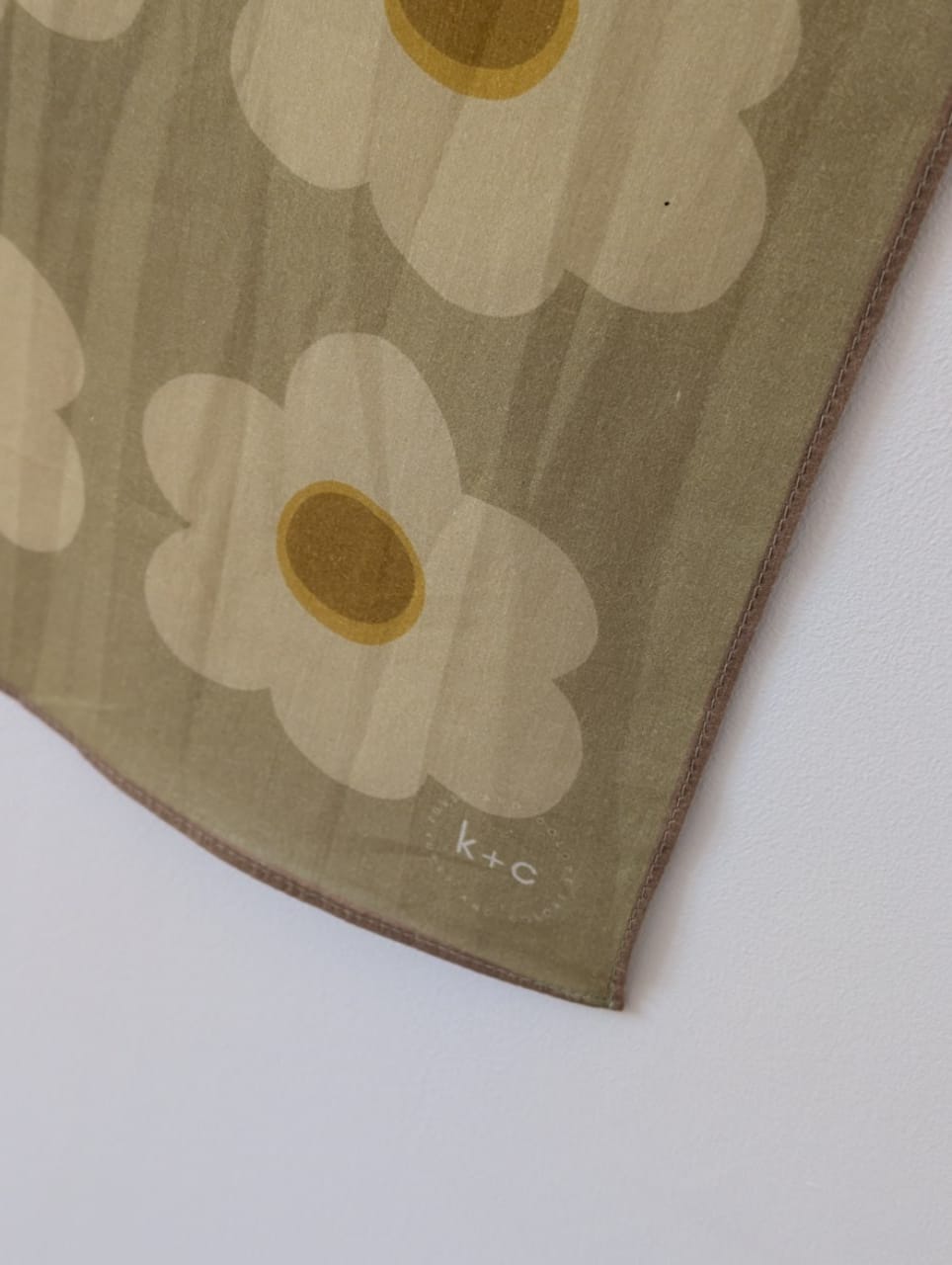 Seconds Item - Cotton Bandana Scarf 50cm Square, Giant Daisy Chartreuse By Kunst & Colore - Print Defect