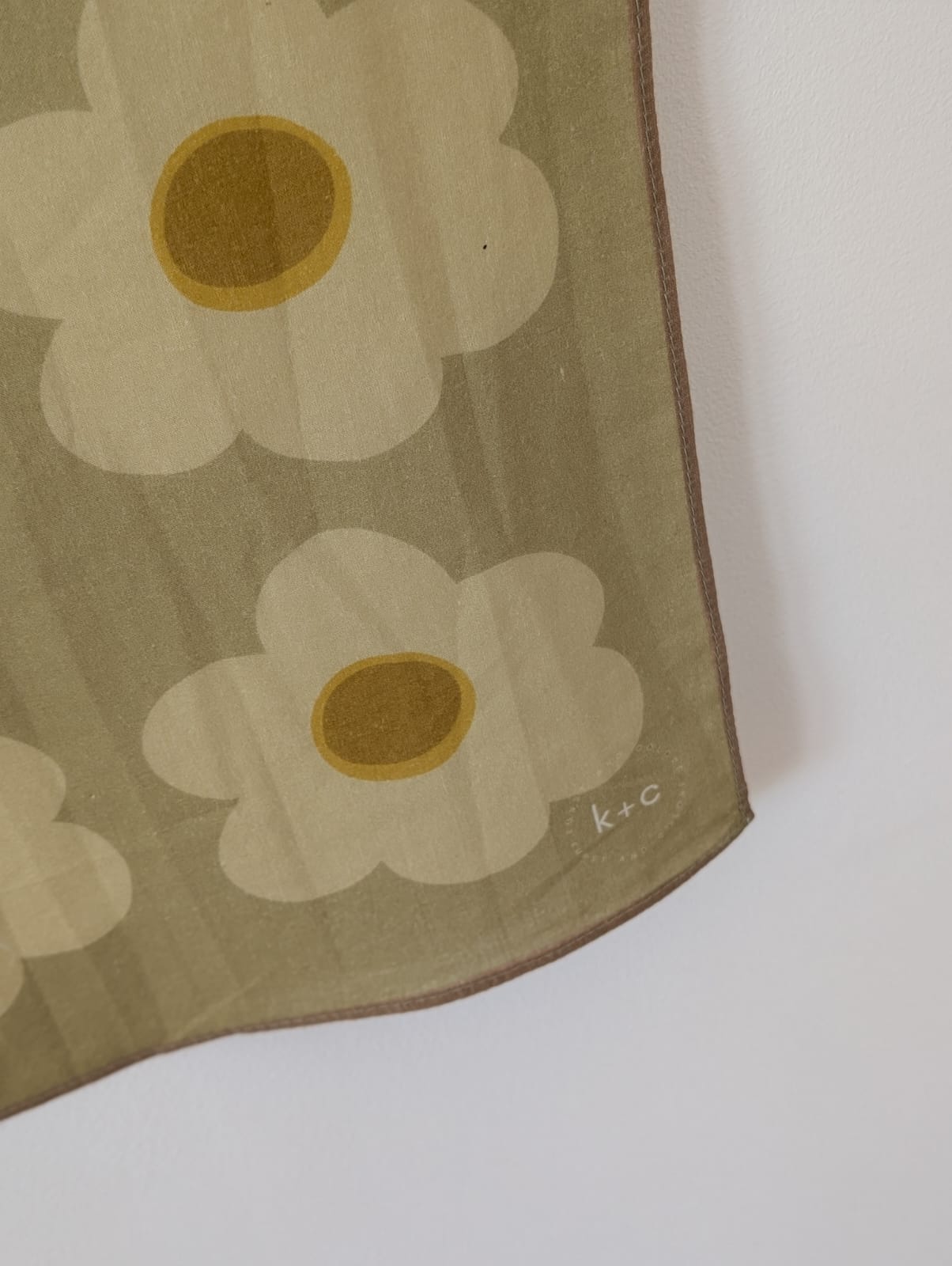 Seconds Item - Cotton Bandana Scarf 50cm Square, Giant Daisy Chartreuse By Kunst & Colore - Print Defect