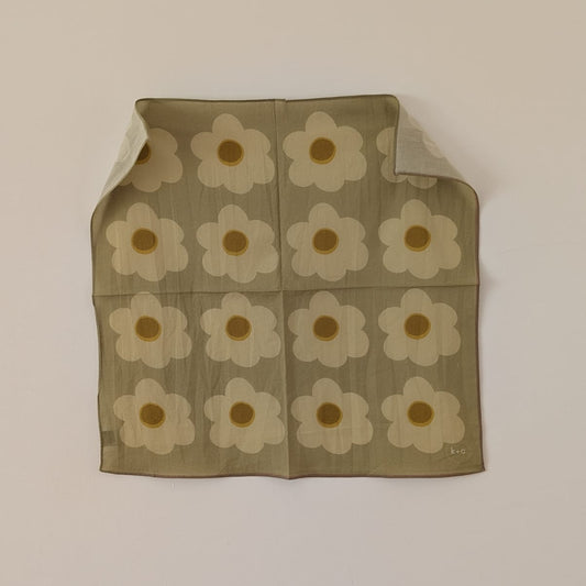 Seconds Item - Cotton Bandana Scarf 50cm Square, Giant Daisy Chartreuse By Kunst & Colore - Print Defect