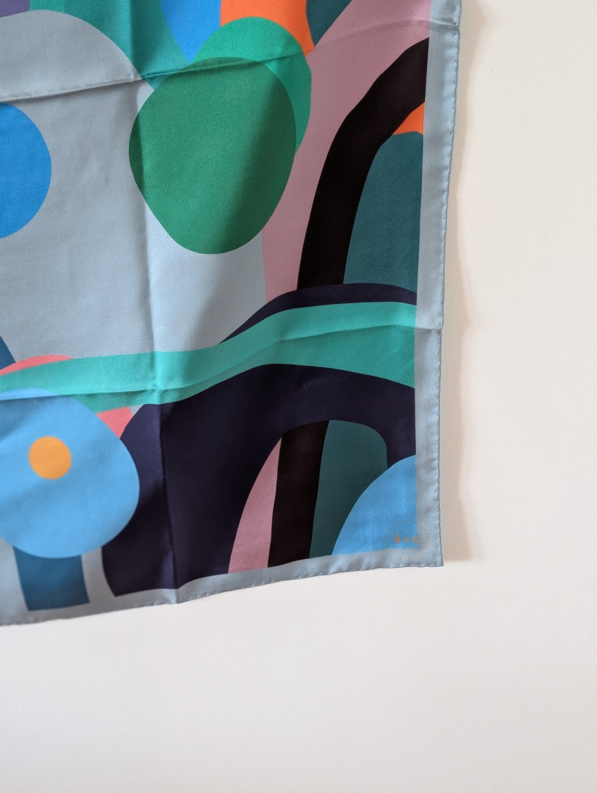 Colour Run in Sky by Kunst & Colore, 90cm Silk Scarf