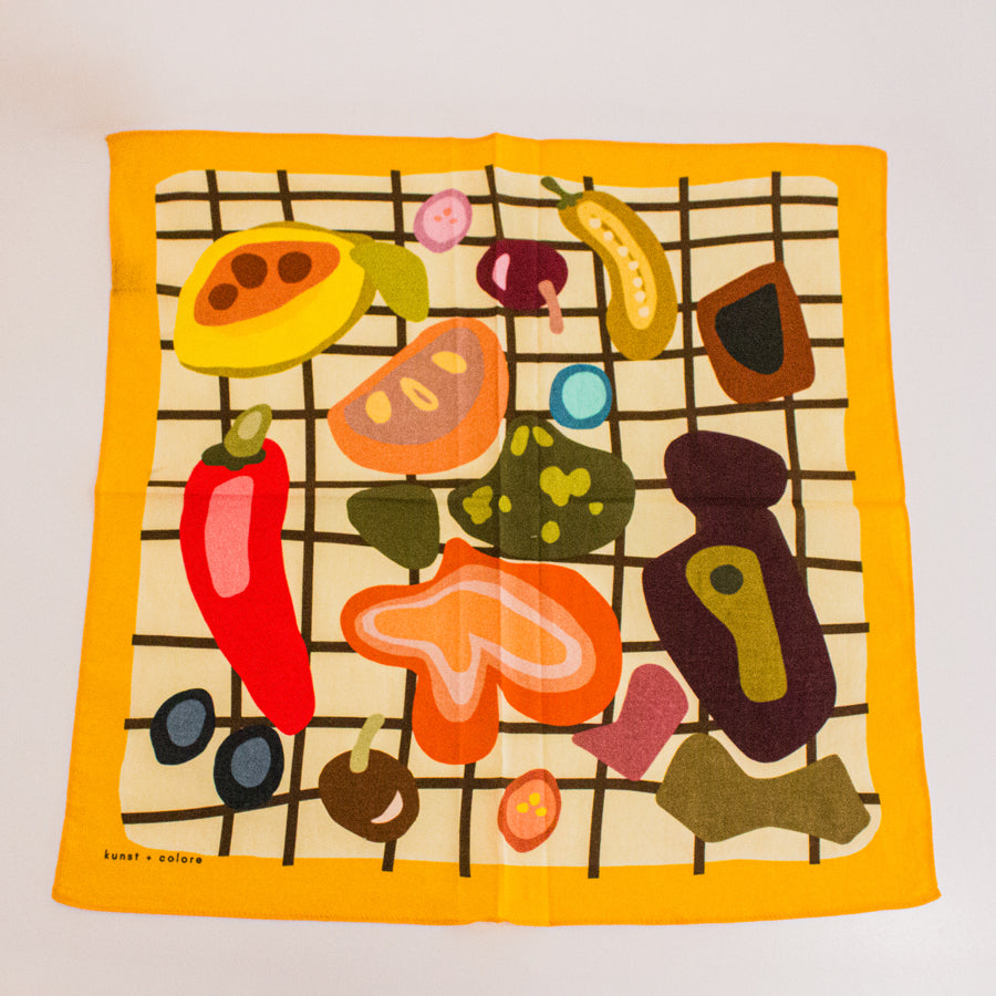 Cotton Bandana Scarf 50cm Square, Side Salad By Kunst & Colore