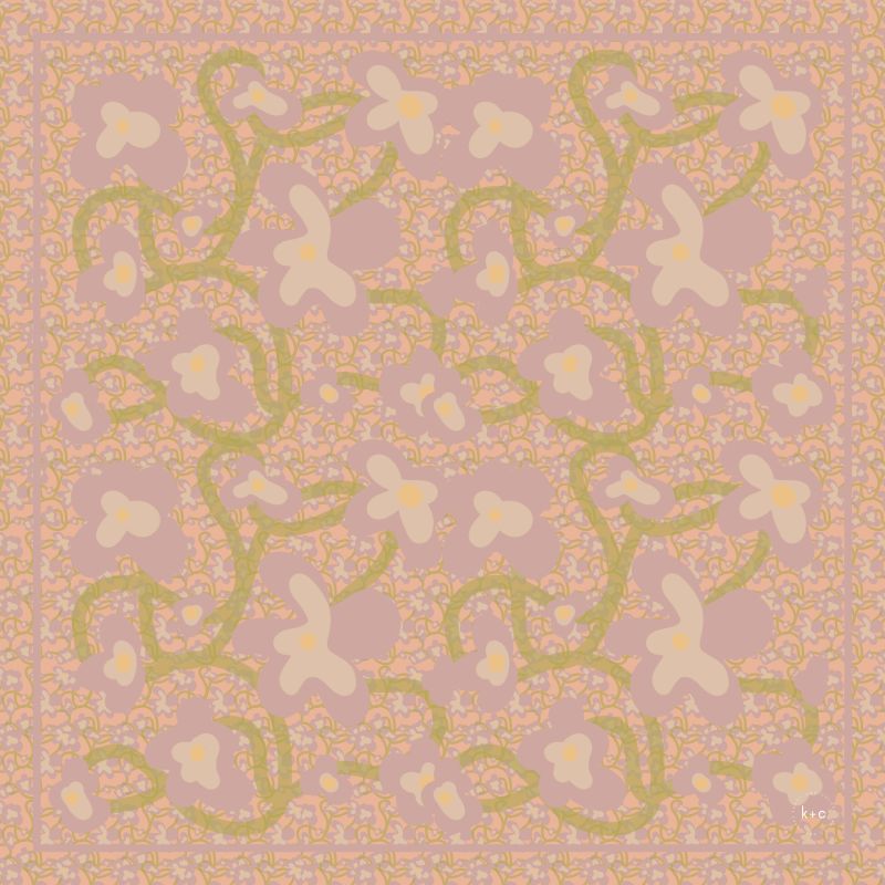 Patterned silk scarf with floral design 